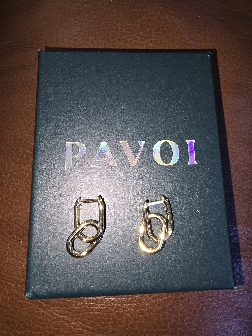 PAVOI Women's Gold Double Link Hoop Earrings
